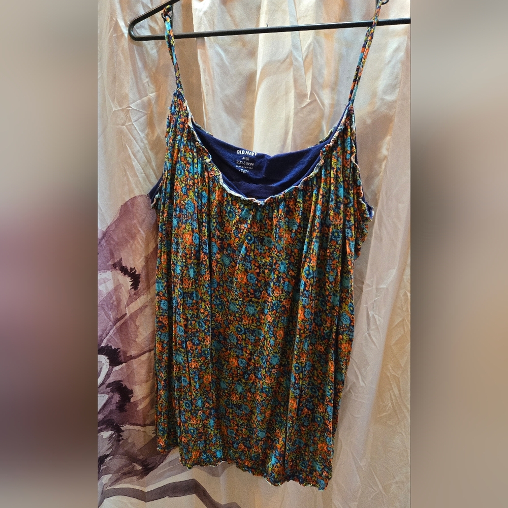 Old Navy adjustable strap tank xxl built in bra orange blue